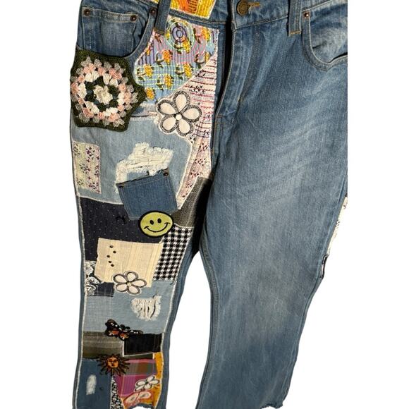 BDG Urban Outfitters Patchwork High Waisted Flare Jeans 27 - Picture 4 of 13